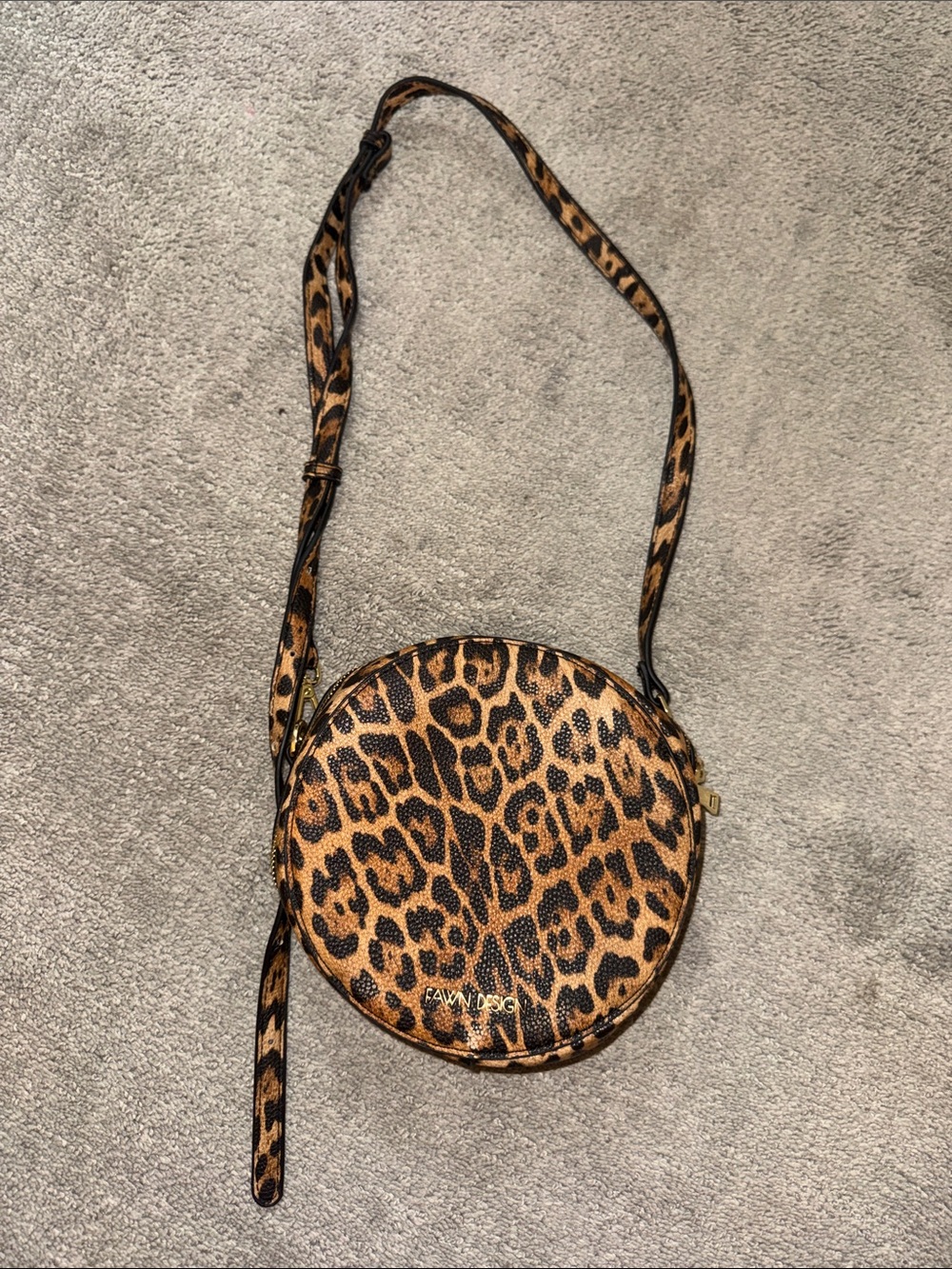 Fawn Design Leopard Print Round Crossbody - Brown & Black